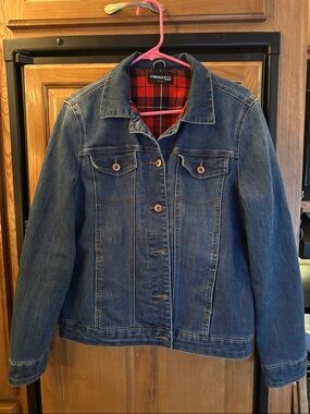 Parasuco Women's Dark Blue Denim Jacket with Plaid Lining